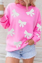 Bonbon Sequin Bowknot Graphic Drop Shoulder Pullover Sweatshirt