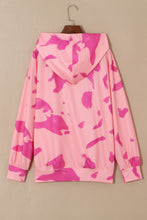 Peach Blossom Tie Dye Kangaroo Pocket Drawstring Hoodie