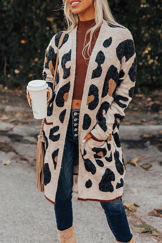 Leopard Animal Print Open Midi Cardigan