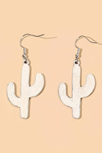 Light Blue Western Cactus Alloy Dangle Earrings