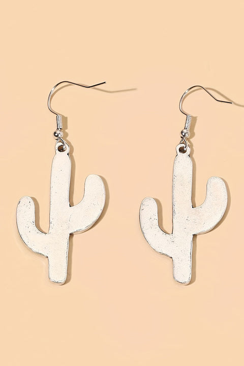 Light Blue Western Cactus Alloy Dangle Earrings