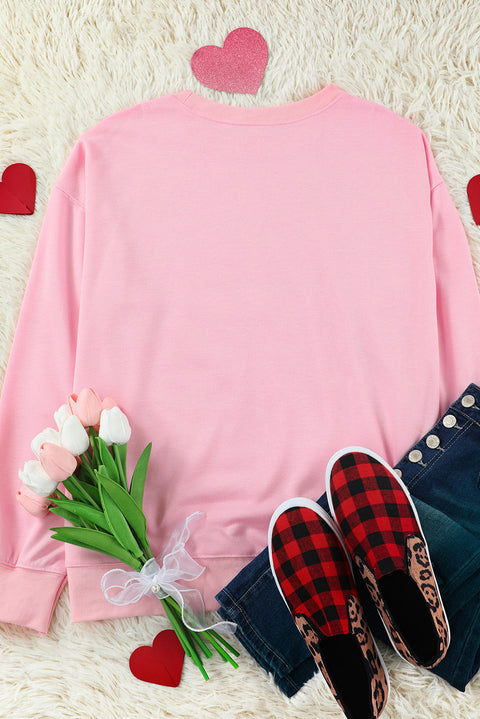 Heart Shaped Embroidered Pullover Sweatshirt