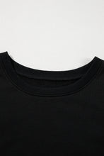 Black Contrast Stitches Detail Puffy Half Sleeve Blouse