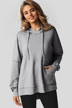 Gray Waffle Knit Fleece Lined High Low Oversized Hoodie