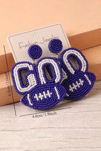 Bluing Beaded Go Football Earrings