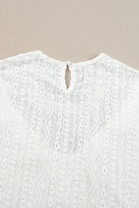 White Guipure Lace Crochet Keyhole Back Tank Top