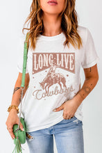 White LONG LIVE Cowboy Graphic Crewneck T Shirt