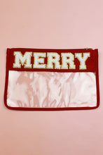 Red MERRY Contrast Trim Clear Makeup Bag