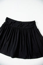 Black Wide Waistband Ruched Skort