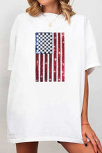 White Sequined American Flag Crewneck Oversized Tee