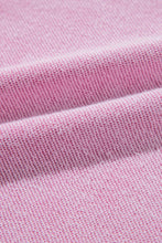 Pink Waffle Knit Patchwork Exposed Seam Raglan Sweatshirt