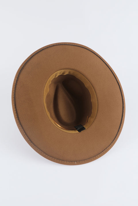 Brown Aztec Embroidery Retro  Flat Fedora Hat