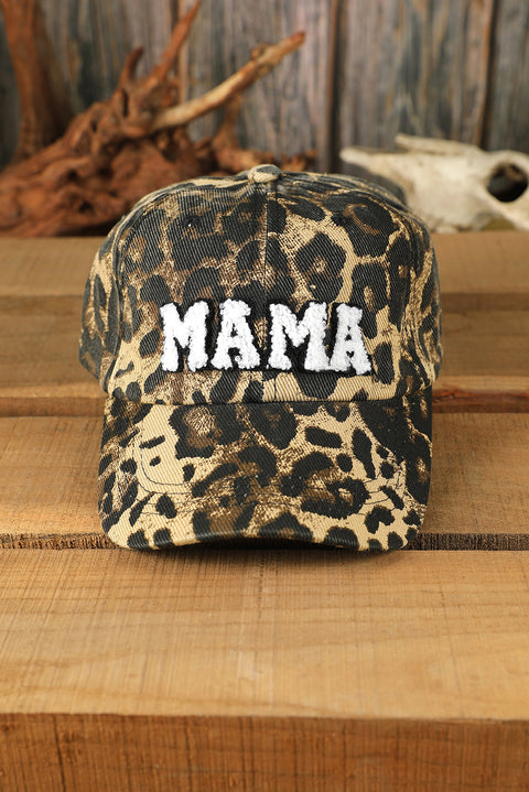 Gorra de béisbol de leopardo bordada MAMA