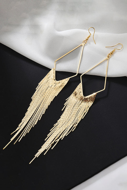 Gold Tassel Long Chain Dangle Earrings