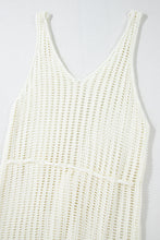 White Crochet Fishnet Fringed Edge V Neck Beach Cover Up