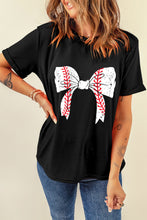 Black Baseball Bowknot Graphic Casual Tee