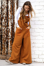 Brown Knotted Straps Patch Pocket Wide Leg Jumpsuit