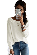 Brown Long Sleeve Cutout Shoulder Relaxed Sweater