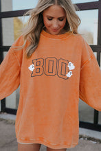 Orange Embroidered BOO Ghost Corded Halloween Sweatshirt