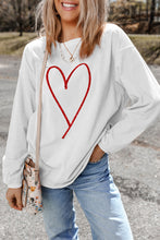 White Glittering Heart Printed Corded Valentines Pullover Sweatshirt