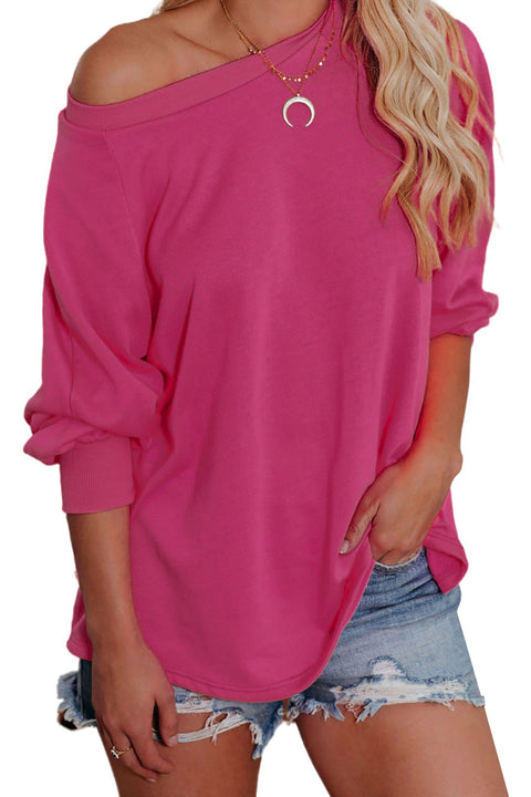 Plain Relaxed Fit Crew Neck Pullover Sweatshirt