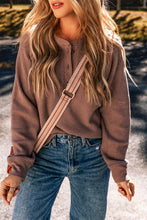 Chestnut Textured Knit Henley Long Sleeve Top