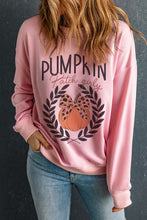 Pink Leopard Bowknot Pumpkin Graphic Halloween Sweatshirt