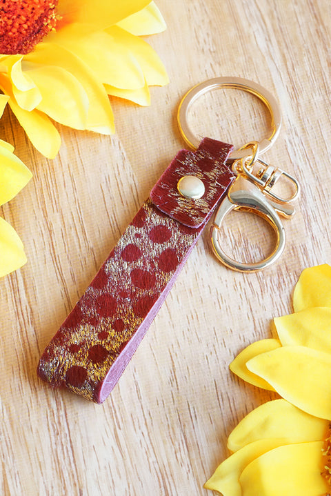 Red Dahlia Western Fashion Leather Ornament Key Ring