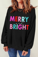 Black Colorful MERRY and BRIGHT Graphic Sweatshirt