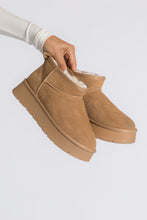 Chestnut Faux Fur Lined Suede Ankle Snow Boots