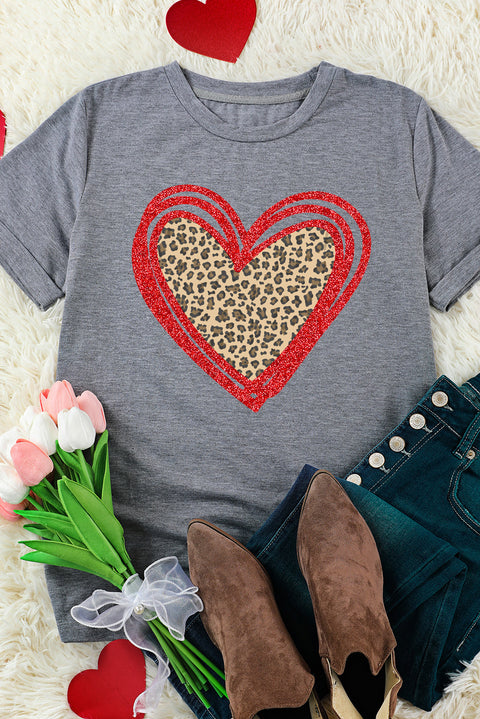 Camiseta con estampado de corazón y lentejuelas