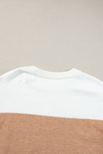 Straw Yellow Colorblock Ribbed Trim Round Neck Sweater