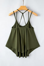 Jungle Green Exposed Seam Detail Double Straps Tank Top