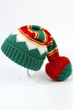 Blackish Green Christmas Color Block Pom Pom Knitted Hat