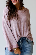 Orchid Petal Exposed Seam Drop Shoulder Wide Long Sleeve T Shirt