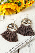 Chestnut Leopard Rugby MOM Print Fringed Hook Earrings