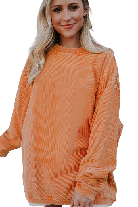 Orange JOLENE Ribbed Corded Oversized Sweatshirt