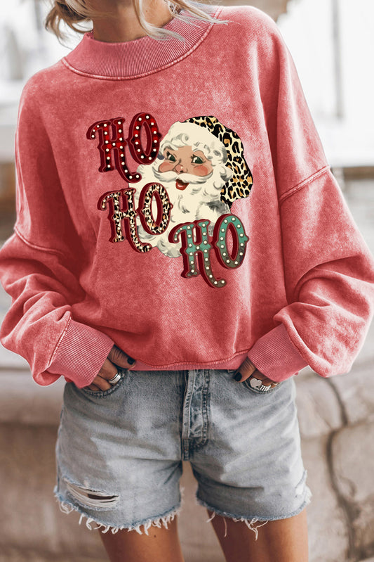 Sudadera roja con gráfico de Papá Noel HO HO HO