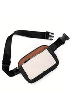 White Leather Colorblock Zipped Removable Clip Crossbody Bag