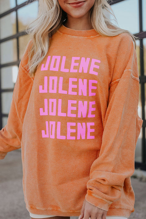 Orange JOLENE Ribbed Corded Oversized Sweatshirt