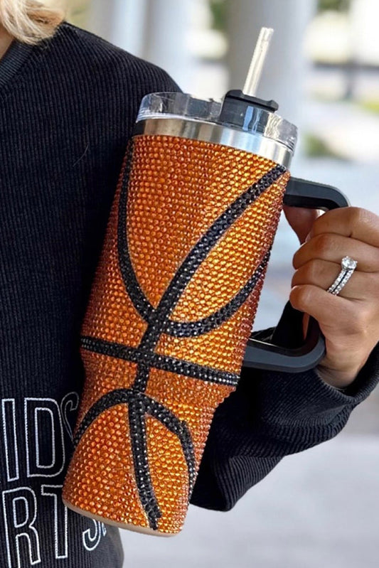 Chestnut Game Day Basketball Rhinestone Studded 40 Oz Tumbler