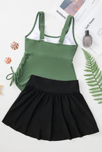 Mist Green Scoop Neck Adjustable Tankini and Matching Skort Bathing Suit