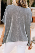 Ribbed Knit Round Neck Relaxed Tee