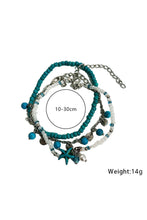 Light Blue Western Turquoise Beaded Multi Layered Anklet