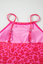 Rose Leopard Drawstring Side Tankini 2pcs Swimsuit