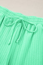 Mint Green Textured Batwing Sleeve Tee Wide Leg Pants Plus Size Set