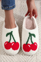 White Cute Fruit Cherry Pattern Winter Plush Slippers