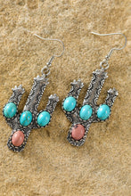 Light Blue Western Turquoise Decor Cactus Drop Earrings