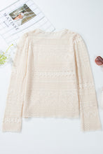 White Geometric Lace Buttoned Decor Long Sleeve Blouse