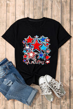 Black oh my stars Printed Flag Day T Shirt